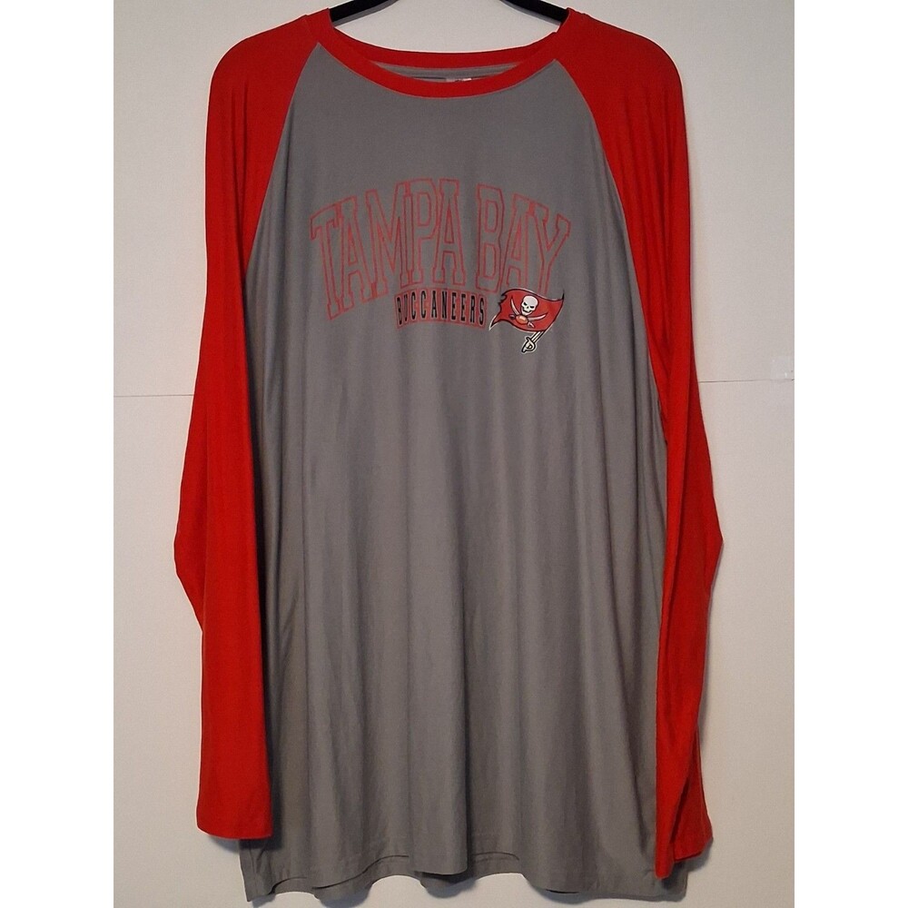 NFL Team Apparel Tampa Bay Buccaneers Sleepwear Long Sleeve Shirt Gray Red 2XL